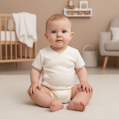 BABIDU Crossover-babybody met korte mouwen, 100% zacht en ademend katoen, body voor pasgeborenen, ideaal voor het eerste dragen voor de gevoelige huid, uniseks kleding voor baby's, jongens en meisjes BABIDU Crossover-babybody met korte mouwen, 100% zacht en ademend katoen, body voor pasgeborenen, ideaal voor het eerste dragen voor de gevoelige huid, uniseks kleding voor baby's, jongens en meisjes