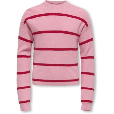 ONLY Kogfranca Short L/S Stripe KNT Noos, Sea Pink, 134-140 ONLY Kogfranca Short L/S Stripe KNT Noos, Sea Pink, 134-140
