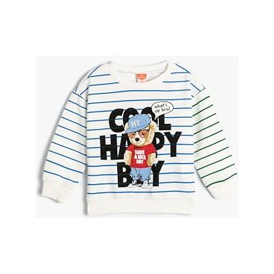 Koton Boys's Long Sleeve Crew Neck Teddy Bear Printed Cotton Sweatshirt Koton Boys's Long Sleeve Crew Neck Teddy Bear Printed Cotton Sweatshirt