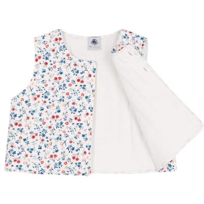 Petit Bateau Mouwloos vest voor babymeisjes, wit/multico, 18 Maanden Petit Bateau Mouwloos vest voor babymeisjes, wit/multico, 18 Maanden