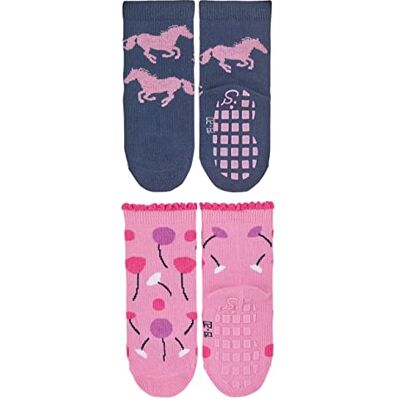 Sterntaler Baby-meisjes, dubbelpak paarden+bloemen, ABS-sokken, marineblauw, 20 EU Sterntaler Baby-meisjes, dubbelpak paarden+bloemen, ABS-sokken, marineblauw, 20 EU