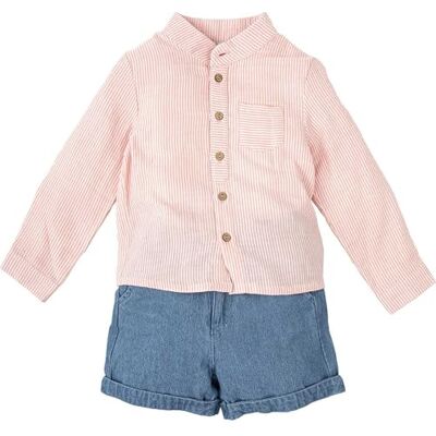 BABIDU Kinderset met gestreept shirt met lange mouwen en korte broek, denim, uniek, 24 maanden, uniseks baby, Uniek, 24 Maanden BABIDU Kinderset met gestreept shirt met lange mouwen en korte broek, denim, uniek, 24 maanden, uniseks baby, Uniek, 24 Maanden