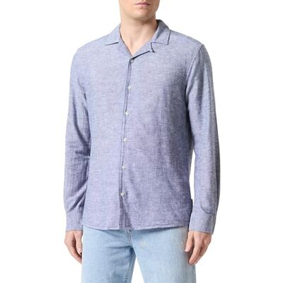 Only & Sons Onscaiden Reg LS Linen Resort Shirt, jurk, blauwtinten, XXL Only & Sons Onscaiden Reg LS Linen Resort Shirt, jurk, blauwtinten, XXL