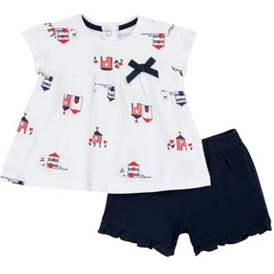 Chicco Set Van 2 T-Shirts En Shorts (2) baby-meisjes, Blauw, 9M, Design in Italië Chicco Set Van 2 T-Shirts En Shorts (2) baby-meisjes, Blauw, 9M, Design in Italië
