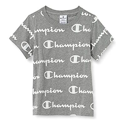 Champion Seasonal AC Logo Allover Crewneck T-shirt voor meisjes, Lichtgrijs., 3-4 Jaren Champion Seasonal AC Logo Allover Crewneck T-shirt voor meisjes, Lichtgrijs., 3-4 Jaren