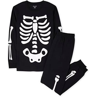 The Children's Place 2-delige pyjama-set voor volwassenen, van katoen, met oplichtend skelet voor volwassenen, maat XXL, Lichtgevend skelet voor volwassenen, XXL The Children's Place 2-delige pyjama-set voor volwassenen, van katoen, met oplichtend skelet voor volwassenen, maat XXL, Lichtgevend skelet voor volwassenen, XXL