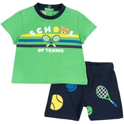 Chicco Set Van 2 T-Shirts En Shorts (2) baby-jongens, Groen (2), 3M, Design in Italië Chicco Set Van 2 T-Shirts En Shorts (2) baby-jongens, Groen (2), 3M, Design in Italië