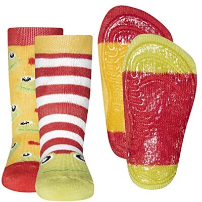 EWERS 2-pack stopper sokken met kikker motief, sokken met antislip zool voor meisjes, antislip sokken met rubberen zool, MADE IN EUROPE, 2 paar antislip kindersokken, maten 18-34 EWERS 2-pack stopper sokken met kikker motief, sokken met antislip zool voor meisjes, antislip sokken met rubberen zool, MADE IN EUROPE, 2 paar antislip kindersokken, maten 18-34