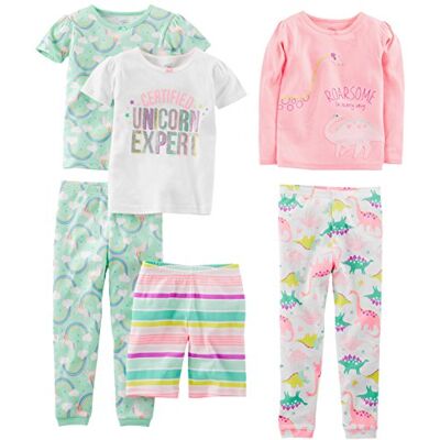 Simple Joys by Carter's Meisjes 6-delige Snug Fit Katoenen Pyjama SetPyjama Set Pyjama Set, Dinosaurus/Regenboog/Eenhoorn, 5 Jaar Simple Joys by Carter's Meisjes 6-delige Snug Fit Katoenen Pyjama SetPyjama Set Pyjama Set, Dinosaurus/Regenboog/Eenhoorn, 5 Jaar