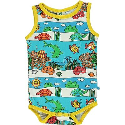 Småfolk Baby Jongens Mouwloos Body met Onderwater Landschap Baby en Peuters Costumes, Ocean Blue, 62, ocean blue, 62 cm Småfolk Baby Jongens Mouwloos Body met Onderwater Landschap Baby en Peuters Costumes, Ocean Blue, 62, ocean blue, 62 cm