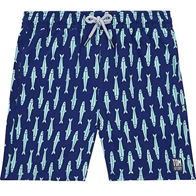 Tom & Teddy Jongens Ink Blue & Green Sardines zwembroek, blauw, 1-2 Jaar Tom & Teddy Jongens Ink Blue & Green Sardines zwembroek, blauw, 1-2 Jaar