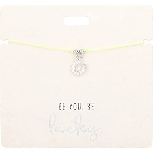 Depesche 11837-008 Armband in geel "Be you. Be lucky." met zilveren bedel en decoratieve parel, variabele lengte, ideaal als cadeau-idee.