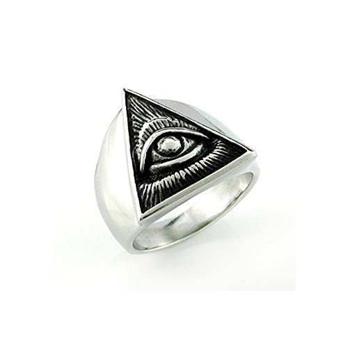 CRYPIN Vrijmetselaar Alziend Oog Titanium Stalen Ring Punk Retro Religieus Gods Oog Rvs Ring