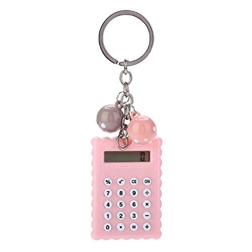 ASHATA Mini rekenmachine, 8-cijferige rekenmachine, LCD-display, draagbare rekenmachine, op batterijen, met sleutelhanger voor kinderen vrienden (roze)