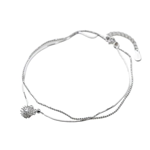 GeRRiT S925 Zilveren Bloem Voeten Ketting Verse Witte Paardebloem Zoete Voeten Ketting Zomer Voeten Accessoires, , S925 Zilver