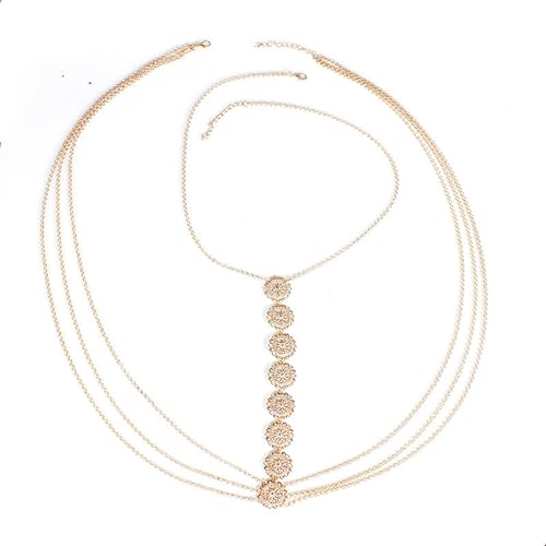 kawehiop Trendy buikketting voor beha Tailleketting op strand Strandstijl Boho Imitatieparel Lichaamsketting Legering 100 Nieuw, goud