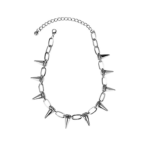 WEITING Punk Ketting Choker Klinknagel Goth Ketting Chokers met Spikes en Ketting Streetwear Vintage Kettingen voor Vrouwen Mannen Choker-Zilver