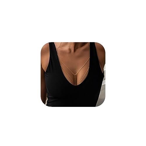 Jovono Fashion eenvoudige sexy buikketting halsketting bikini kabelboom lichaam vrouwen en meisjes (goud)