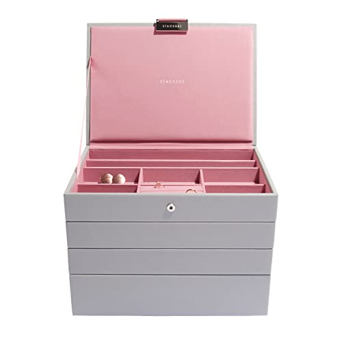 Stackers Duif Grey met antieke roze klassieke middelgrote juwelendoos, set van 4