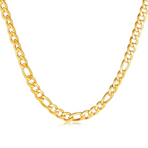 QHYFDC 48 Cm Ketting Vintage Roestvrijstalen Herenketting,gouden,48 Cm