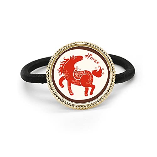 Bestchong Year of Horse Animal China Dierenriemteken Rood Zilver Metaal Haarelastiek Hoofdtooi