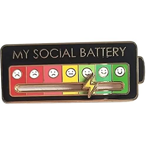 TGMALL Social Battery Pin, Grappige Social Broche Mood Pin, Social Battery Slider, Plezier Emotioneel 7 Dagen Een Week Gelukkige Emaille Pins,Social Batterij Reversspin, Batterij Emaille Pin