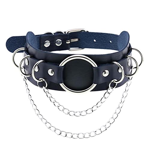 CABULE Gothic Punk Ketting Choker Ketting Choker Meisjes Goth Choker Cool Neck Strap Cosplay Accessoires-Navy