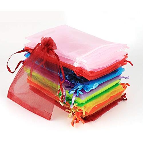 ABSOFINE 120 stuks organza zakjes 10 x 15 cm geschenkzakjes doorzichtig organza zakjes stoffen zakjes met trekkoord