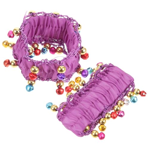 HANABASS Juwelen 1 Paar buikdans sieraden buikdans armbanden pols manchet armbanden dans polsbandje buik armband munt accessoires benodigdheden de bel enkelbandje polyester Paars