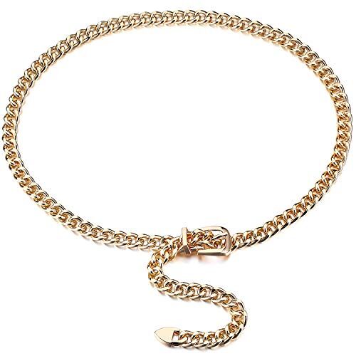 Coucoland Dames kettingriem taille ketting goud zilver glitter riem voor jurk lichaamsketting vrouwen buikketting, 3-goud, Eén maat