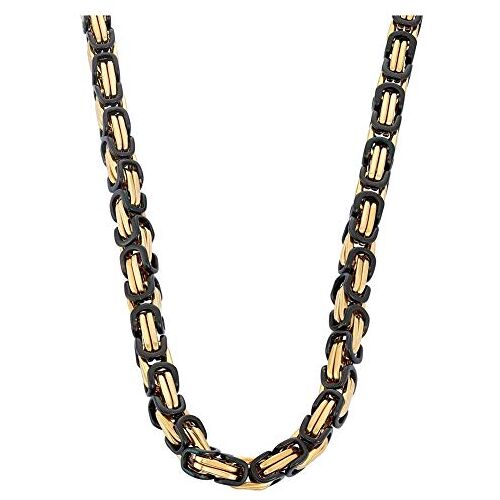 SBRTL Roestvrij Staal Ketting voor Mannen Vrouwen, Dikke Italiaanse Handgemaakte Vierkante Byzantijnse Chain Koning Vlecht Koppeling Kettingen Zwart Goud Zilver 5 Kleuren- 70Cm,Gold and black,5mm