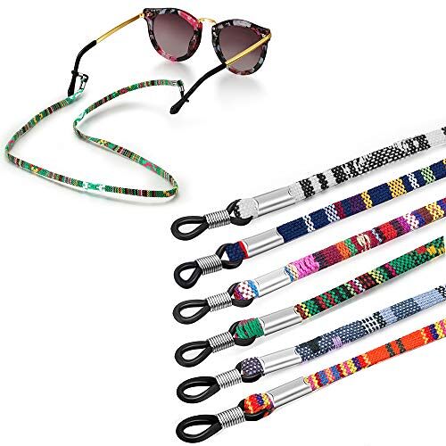Jurxy 6 stuks brillenkettingen, grof katoen, brillenketting, sportbrilbanden in kettingen, brillen, halssnoer, brillenkoord, voor dames, cadeau