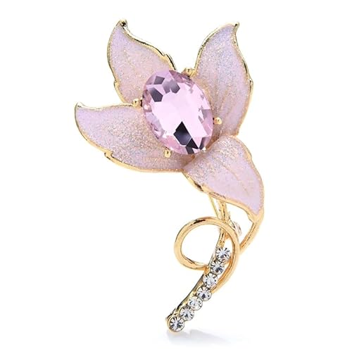 OwKay Vrouwen Broches Strass Emaille Bloem Broches voor Vrouwen Unisex 3-Kleur Schoonheid Lelie Kantoor Party Broche Pin Geschenken Broche Pin