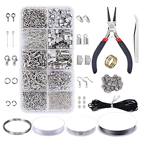 JIELUO Sieraden DIY Benodigdheden Sieraden Tool Set met Sieraden Tang Kralen Draden Open Jump Ring Kreeft Sluitingen Ketting Koord Lint Ends Sieraden