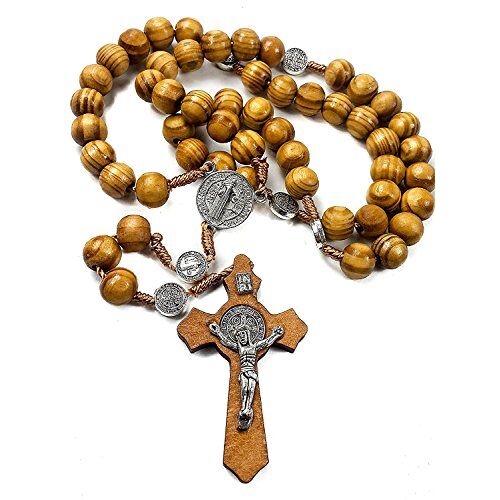 Nazareth Store Heilige Benedictus Olijf Hout Rozenkrans Ketting Katholieke NR Medaille Handgemaakte Jeruzalem