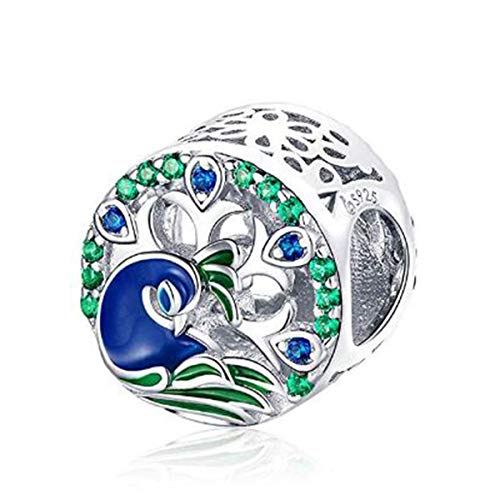 Yashuo Vogel charme Sterling zilveren mode-sieraden dier charme kraal voor Pandora armbanden (Pauw Charm)