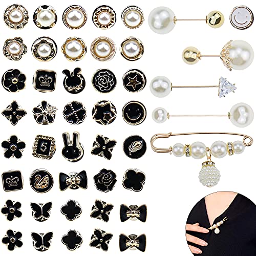 N\W 46 Stks Vrouwen Shirt Broche Knopen Broche Pins Faux Pearl Broche Pin Vrouwen Cover up Veiligheid Broche Pins Veiligheid Broche Knopen voor Kleding Kleding Supplies