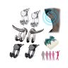 Vopetroy 3Pair Detachable Dual Stud Earrings,Vintage Fashion Punk Earring Studs for Women Men,Detachable Dual Purpose Stud Earring Prong Ear Punk Party (One Size,MIX)