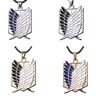 Roexboz 4 stuks vleugels hanger vleugels van vrijheid, 4 stuks aanval op halsketting Japanse anime-hanger enquêtes corps kraag
