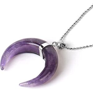 IBUKA Dames Ketting,  Amethist Stenen Ketting Crescent Moon Crystal Hanger Kettingen Reiki Chakra Edelsteen Ketting Charmant Sieraden Voor Vrouwen Mannen Meisje Mode Gift