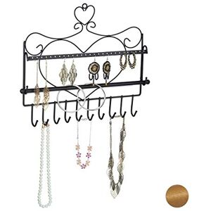 Relaxdays sieradenhouder muur, voor kettingen, oorbellen & armbanden, sieradenrekje metaal, HBD 30x36,5x3,5 cm, zwart Relaxdays sieradenhouder muur, voor kettingen, oorbellen & armbanden, sieradenrekje metaal, HBD 30x36,5x3,5 cm, zwart