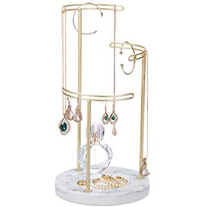 Relaxdays sieradenhouder goud, marmer, rond, 3 metalen stangen, voor kettingen, oorbellen & armbanden, HxD 35x18 cm Relaxdays sieradenhouder goud, marmer, rond, 3 metalen stangen, voor kettingen, oorbellen & armbanden, HxD 35x18 cm