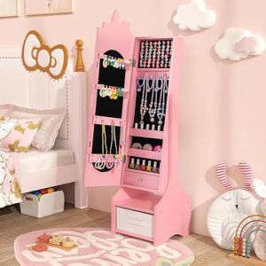FANTASK 2-in-1 kindersieradenkast, spiegelkast kantelbaar met full-body spiegel, roze eenhoorn, meisjeslade en opbergmand, sieradenstandaard, make-upspiegel voor kinderen vanaf 3 jaar FANTASK 2-in-1 kindersieradenkast, spiegelkast kantelbaar met full-body spiegel, roze eenhoorn, meisjeslade en opbergmand, sieradenstandaard, make-upspiegel voor kinderen vanaf 3 jaar
