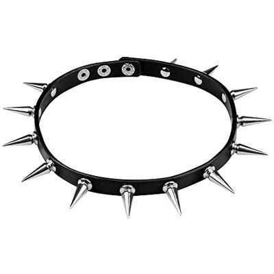 Boland 64497 halsketting Spike de luxe, van imitatieleer, met metalen klinknagels, kleur zwart/zilver Boland 64497 halsketting Spike de luxe, van imitatieleer, met metalen klinknagels, kleur zwart/zilver