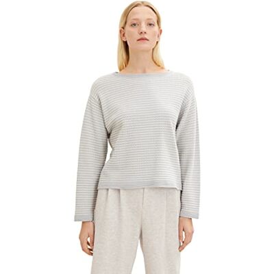 TOM TAILOR Dames Gebreide trui met structuur 1034067, 31551 Grey Butter Bubble Structure, 3XL TOM TAILOR Dames Gebreide trui met structuur 1034067, 31551 Grey Butter Bubble Structure, 3XL