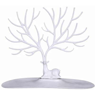 PARENCE Hertenboomsieradententoonstelling – Organisator voor oorbellen, armbanden en kettingen – Witte decoratieve standaard met brede basis PARENCE Hertenboomsieradententoonstelling – Organisator voor oorbellen, armbanden en kettingen – Witte decoratieve standaard met brede basis