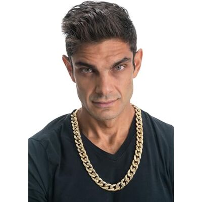 Chaks Gouden halsketting, rapper halsketting in jaren 90 hip hop stijl, kostuum accessoire voor carnaval, feest, jaren 80 trainingspak Chaks Gouden halsketting, rapper halsketting in jaren 90 hip hop stijl, kostuum accessoire voor carnaval, feest, jaren 80 trainingspak