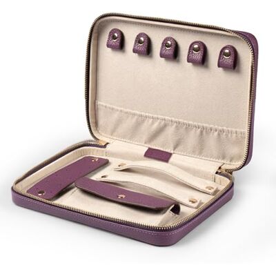 Londo Echt lederen reissieradenorganizer, opbergdoos met ritssluiting met ketting, ring- en oorbelcompartimenten Londo Echt lederen reissieradenorganizer, opbergdoos met ritssluiting met ketting, ring- en oorbelcompartimenten