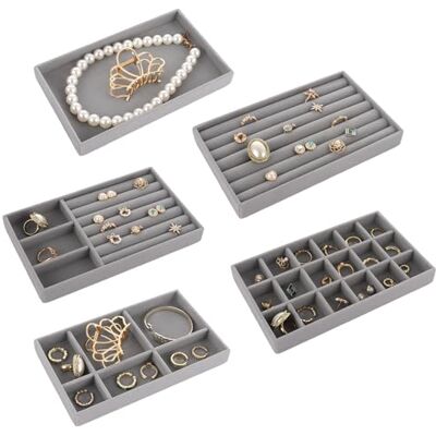 ASelected 5 stuks sieradenorganizer, stapelbare sieradenorganizer, sieradenorganizer, sieradenopslag voor oorbellen, ringen, armbanden, broches, halskettingen ASelected 5 stuks sieradenorganizer, stapelbare sieradenorganizer, sieradenorganizer, sieradenopslag voor oorbellen, ringen, armbanden, broches, halskettingen