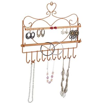 Relaxdays sieradenhouder muur, voor kettingen, oorbellen & armbanden, met hartvorm, HxBxD 30 x 36,5 x 3,5 cm, brons Relaxdays sieradenhouder muur, voor kettingen, oorbellen & armbanden, met hartvorm, HxBxD 30 x 36,5 x 3,5 cm, brons